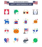 16 USA platt tecken oberoende dag firande symboler av åsna landmärke solglasögon Port båge redigerbar USA dag vektor design element