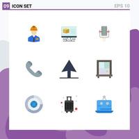 redigerbar vektor linje packa av 9 enkel platt färger av telefon Kontakt internet ring upp spela in redigerbar vektor design element