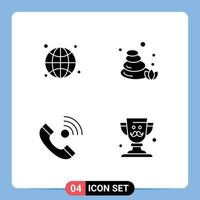 Aktienvektor-Icon-Pack mit 4 Zeilenzeichen und Symbolen für die globale Kontaktaufnahme Live-Natur ausgehende editierbare Vektordesign-Elemente vektor