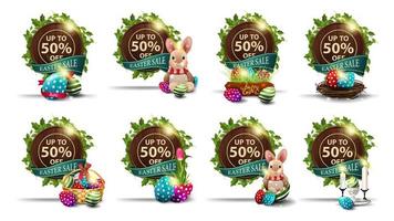 Ostern Rabatte Banner gesetzt lokalisiert auf weißem Hintergrund vektor