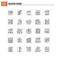 25 Wasserpark-Icon-Set Vektorhintergrund vektor