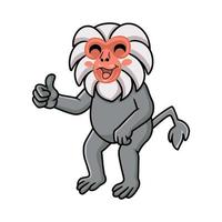 süßer kleiner Hamadryad-Affen-Cartoon, der den Daumen aufgibt vektor