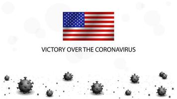 tote Coronavirus-Viren und Flagge der USA. vektor