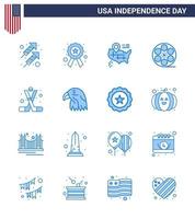 Aktienvektor-Icon-Pack mit amerikanischen Tag 16-Zeilenzeichen und Symbolen für Sport-Hockey-Standort Amerikanisches Spiel editierbare Usa-Tag-Vektordesign-Elemente vektor