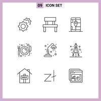 satz von 9 modernen ui symbolen symbole zeichen für schulplatten app essen essen editierbare vektordesignelemente vektor