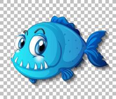 blå exotisk fisk seriefigur på transparent bakgrund vektor