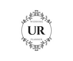 ur initialen brief hochzeitsmonogramm logos sammlung, handgezeichnete moderne minimalistische und florale vorlagen für einladungskarten, save the date, elegante identität für restaurant, boutique, café im vektor