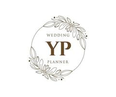 yp initialen brief hochzeitsmonogramm logos sammlung, handgezeichnete moderne minimalistische und florale vorlagen für einladungskarten, save the date, elegante identität für restaurant, boutique, café im vektor