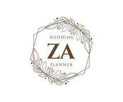 za initialen brief hochzeitsmonogramm logos sammlung, handgezeichnete moderne minimalistische und florale vorlagen für einladungskarten, save the date, elegante identität für restaurant, boutique, café im vektor