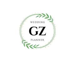 gz initialen brief hochzeitsmonogramm logos sammlung, handgezeichnete moderne minimalistische und florale vorlagen für einladungskarten, save the date, elegante identität für restaurant, boutique, café im vektor