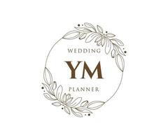 ym initialen brief hochzeitsmonogramm logos sammlung, handgezeichnete moderne minimalistische und florale vorlagen für einladungskarten, save the date, elegante identität für restaurant, boutique, café im vektor