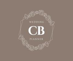 cb initialen brief hochzeitsmonogramm logos sammlung, handgezeichnete moderne minimalistische und florale vorlagen für einladungskarten, save the date, elegante identität für restaurant, boutique, café im vektor