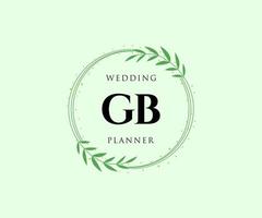 gb initialen brief hochzeitsmonogramm logos sammlung, handgezeichnete moderne minimalistische und florale vorlagen für einladungskarten, save the date, elegante identität für restaurant, boutique, café im vektor