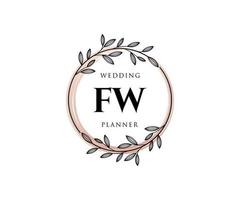 fw initialen brief hochzeitsmonogramm logos sammlung, handgezeichnete moderne minimalistische und florale vorlagen für einladungskarten, save the date, elegante identität für restaurant, boutique, café im vektor