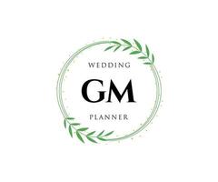 gm initialen brief hochzeitsmonogramm logos sammlung, handgezeichnete moderne minimalistische und florale vorlagen für einladungskarten, save the date, elegante identität für restaurant, boutique, café im vektor