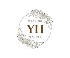 yh initialen brief hochzeitsmonogramm logos sammlung, handgezeichnete moderne minimalistische und florale vorlagen für einladungskarten, save the date, elegante identität für restaurant, boutique, café im vektor