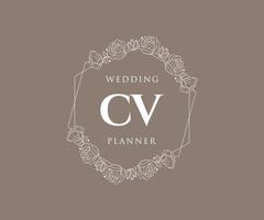 cv initialen brief hochzeit monogramm logos sammlung, handgezeichnete moderne minimalistische und florale vorlagen für einladungskarten, save the date, elegante identität für restaurant, boutique, café im vektor