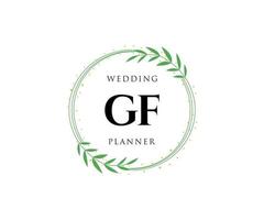 gf initialen brief hochzeitsmonogramm logos sammlung, handgezeichnete moderne minimalistische und florale vorlagen für einladungskarten, save the date, elegante identität für restaurant, boutique, café im vektor