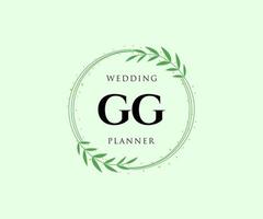 gg initialen brief hochzeit monogramm logos sammlung, handgezeichnete moderne minimalistische und florale vorlagen für einladungskarten, save the date, elegante identität für restaurant, boutique, café im vektor