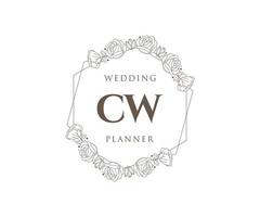 cw initialen brief hochzeitsmonogramm logos sammlung, handgezeichnete moderne minimalistische und florale vorlagen für einladungskarten, save the date, elegante identität für restaurant, boutique, café im vektor