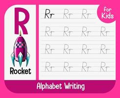 Arbeitsblatt zur Alphabetverfolgung mit Buchstaben und Vokabeln vektor