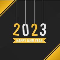 einfaches schwarz-gelbes Neujahrsplakat 2023 vektor