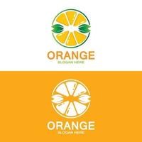 frisches Obst orange Vektor-Logo-Design für Obstladen, Saftladen, in oranger Farbe vektor