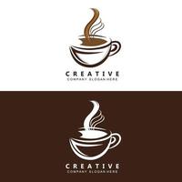 Kaffee-Logo-Vektor-Koffein-Getränk-Symbol mit kaffeebraunem Farbdesign für Restaurant, Café und Bar. vektor