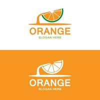 frisches Obst orange Vektor-Logo-Design für Obstladen, Saftladen, in oranger Farbe vektor