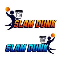 slam dunka med boll i basketboll spel vektor design