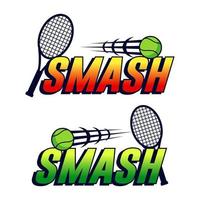 Smash im Tennissport mit Schläger- und Ballvektordesign vektor