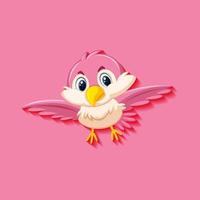 niedliche rosa Vogel-Zeichentrickfigur vektor