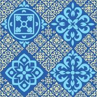 portugiesisches nahtloses muster mit azulejo-fliesen. Wunderschönes, nahtloses Patchwork-Muster aus bunten marokkanischen Fliesen, Ornamenten vektor