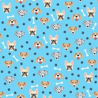 sömlös mönster med söt tecknad serie hundar nosparti. dalmatiner, terrier, bulldogg vektor
