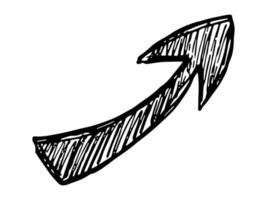 hand gezeichnete tintenpfeilillustration im skizzenstil. Business-Doodle-Clipart. einzelnes element für design vektor