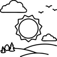 Sonnensymbol auf weißem Hintergrund, Illustration des Sonnensymbolsymbols in Schwarz auf weißem Hintergrund vektor