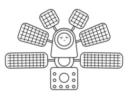 vektorschwarzweiss-raumstationsillustration für kinder. Umriss lächelndes Techniksymbol isoliert auf weißem Hintergrund. Malvorlagen zur Weltraumforschung für Kinder. vektor