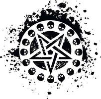 ockult tecken pentagram, grunge årgång design t shirts vektor