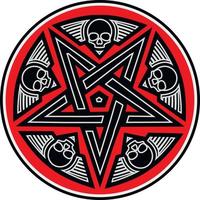 okkultes Zeichen Pentagramm, Grunge-Vintage-Design-T-Shirts vektor