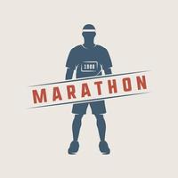 vintage marathon oder lauflogo, emblem, abzeichen, poster, druck oder etikett. Vektor-Illustration. vektor