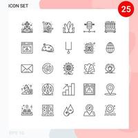 linje packa av 25 universell symboler av testa webb värd aloe växt server datoranvändning redigerbar vektor design element
