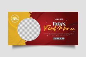 speisekarte web banner social media post mit restaurant social cover banner promotion vorlage vektor