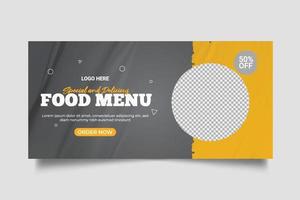 speisekarte web banner social media post mit restaurant social cover banner promotion vorlage vektor