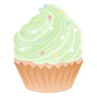 Süßigkeiten-Cupcake mit hellgrüner Sahne vektor