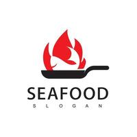 skaldjur restaurang logotyp design mall vektor