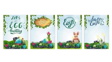 Sammlung von Osterpostkarten mit Frühlingslandschaft vektor