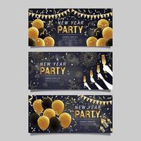 Schwarzgold Fest Party Banner Design vektor