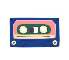 Vintage Kassette. Retro-Mixtape, 1980er-Popsong-Kassetten und Stereo-Musikkassetten. 90er Hifi Disco Dance Audiokassette vektor