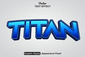 titan-texteffekt mit grafikstil und bearbeitbar. vektor