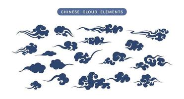 uppsättning av kinesisk moln vektor. prydnad orientalisk element för asiatisk kinesisk ny år kort eller mitten höst. årgång himmel konst dekorativ illustration vektor